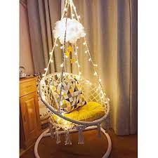 sonyabecca led hanging chair light up macrame hammock chair with 39ft led light for indoor outdoor hanging egg chair hammock swing chair hanging hammock chair