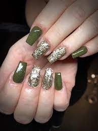 Exploit nails, nail wraps, and nail extensions are all considered artificial nails. Booty Nails All Acrylic Olive Green And Gold X Facebook