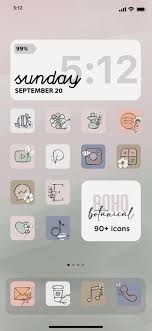 Botanical Boho Ios 14 Icon Pack Iphone Aesthetic Ios App Bohemian Artist Home Screen Theme 90 Icon Bundle Iphone Wallpaper App Homescreen Iphone Organization