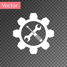 White Maintenance Symbol Wrench And Screwdriver In Gear Icon Isolated On Trans Affiliate Symbol Wrench White Main Symbols Icon Vector Illustration