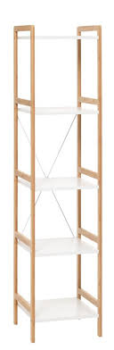 Regal Broby 5 Polic Uzky Bambus Bila Hyller Bambus Lite Bad