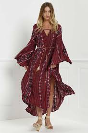 Bell Sleeve Tribal Pattern Print Dress Off White Purplish Blue Red Bold Prints Dress Dresses With Sleeves White Bohemian Dress
