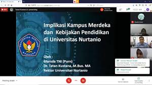 Era baru perguruan tinggi kementerian pendidikan dan kebudayaan (kemendikbud) ingin menciptakan era baru pendidikan tinggi. Webinar Nasional Implikasi Kebijakan Kampus Merdeka Terhadap Administrasi Pendidikan Tinggi Universitas Nurtanio Bandung