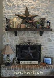 How to decorate your home for the texas lifestyle? Texas Mantel Decor Under A Texas Sky Texas Home Decor Mantle Decor Western Home Decor