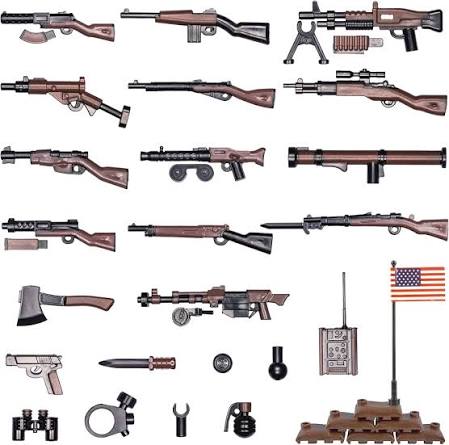 Amazon.com: MaozyHomie 36 Pcs Weapons Pack Military U.S Field Force Weapons  Toy Set - Brown Weapons Accessories Weapon Battle Building Blocks  Compatible with Major Brand, 3 Years Old and up : Toys & Games