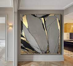 Abstract Painting Original Large Gold Leaf Painting Gray Etsy In 2021 Large Abstract Painting Abstract Painting Acrylic Abstract Painting