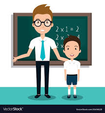 Kid learning abc in kindergarten with teacher. Student School Teacher Icon Vector Image On Vectorstock Animation Schools Vector Illustration Design School Teacher