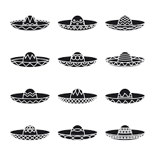 Fiesta carnival hat and moustache. Vector Set Of Mexican Sombrero Hat Mexican Tattoo Mexican Sombrero Hat Mexican