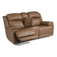 Leather Power Reclining Loveseat With Console And Power Headrests 1465 64ph Flexsteel Elijah In 2020 Power Reclining Loveseat Power Recliners Recliner