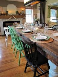 Mismatched Dining Room Chairs I M A Big Fan And It S Easier To Thrift Them Maybe And We Ca Painted Chairs Dining Room Farmhouse Table Farmhouse Style Table