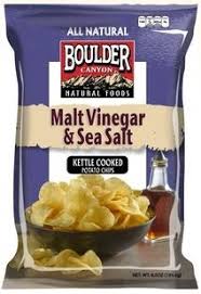 Potato chips are kettle cooked for crispness. Boulder Canyon Malt Vinegar Sea Salt Kettle Chips 12 Pack
