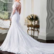 Sheath bateau neck lace beach wedding dress 2020. Amazon Com Fashionbride Women S Long Sleeves Mermaid Wedding Dresses For Bride 2020 See Through Back Bridal Gowns Clothing