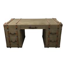 I also put a copper finish on the base. Restoration Hardware Timothy Oulton Richards Trunk Desk Beige Canvas Original Price 3 795 Design Plus Gallery