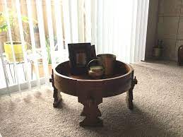 Indian Grinder Table Indian Chakki Table Carved Wood Table Round Table Coffee Table Centre Table Accent Table Coffee Table Wood Carved Table Coffee Table