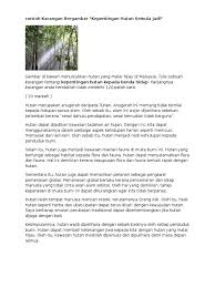 Tulis sebuah karangan tentang kepentingan hutan kepada benda hidup. Contoh Karangan Bergambar