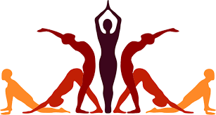 silhouettes of persons in various yoga positions 
