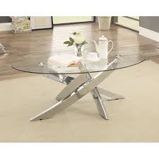 Coffee tables are like a noses, in that we don't think much about them, but without them things would look very strange. Furniture Of America Propel Modern Glass Top Chrome Oval Coffee Table Walmart Com Walmart Com