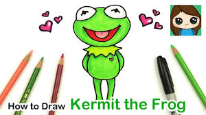 How To Draw A Cute Frog Easy Kermit From Muppet Show Youtube