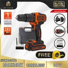 Small and light than most, it fits in tight spaces (with an led to light your way) while still delivering the power needed to complete. Black Decker Bdchd18k B1 Cordless Hammer Drill With 1 Lithium Battery 18v Bdchd18k Shopee Malaysia