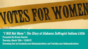 The distance is the same either way if you're flying a straight line (or driving the same roads back and forth). I Will Not Move The Story Of Alabama Suffragist Indiana Little Presented By Briana Royster Youtube