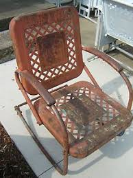 Vintage 1940s 1950s Metal Lawn Chair Antique Metal Patio Rocking Chair Metal Lawn Chairs Metal Garden Furniture Vintage Metal Chairs
