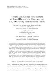 Pdf Toward Standardized Measurement Of Sexual Harassment Shortening The Seq Dod Using Item Response Theory