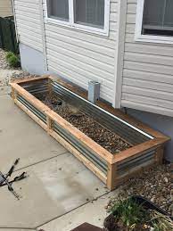 Raised Cedar Garden Box With Corrugated Metal Sides Garden Planter Boxes Garden Boxes Metal Raised Garden Beds