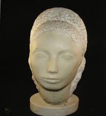 Isabel Case Borgatta Signed Original Head Bust Marble ? Sculpture Listed  Artist