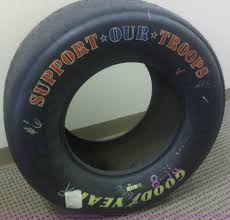 Nascar race cars have no functioning headlights or taillights and use decals instead, for several reasons. Nascar Support Our Troops Race Tire In Manhattan Ks Item B1526 Sold Purple Wave