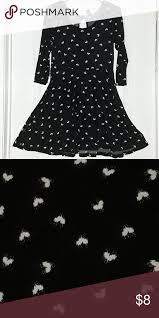 Black Dress With White Hearts Rue 21 Large Black Dress With White Hearts Rue21 Dresses Clothes Design Black Dress Rue 21 Dresses