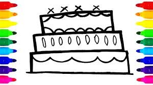 Cake Drawing And Colouring Learn Colors For Kids Drawing World Kids Cake Drawing Drawing For Kids Coloring For Kids