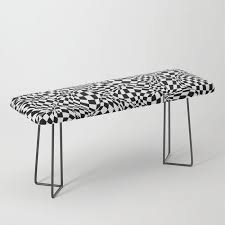 Black And White Striped Bench Buy Eyesore Bench By Grandeduc Abstract Checkerboard Pattern Black White Square Chess Patterned Geometric Monochro White Bench Furniture Indoor Bench