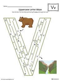 In fact, all you need is the one page black and white printableper craft, something to color (crayons, markers, colored, pecils, gel pens, etc), scissors. Uppercase Letter V Maze Worksheet Color Myteachingstation Com