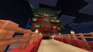 Spirited away, the masterpiece of renowned animator hayao miyazaki, took the world by storm in 2001. Minecraft Creations 2 Exterior Spirits Bathhouse Building The Bathhouse From Spirited Away Hive