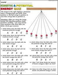 Worksheet Kinetic Vs Potential Energy 3 Physics Lessons Kinetic And Potential Energy Potential Energy
