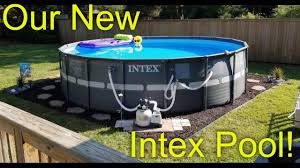 setting up our intex ultra xtr 18 ft above ground pool youtube above ground pool landscaping swimming pool landscaping pool