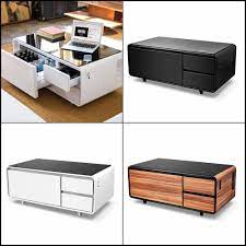 Smart Coffee Table With Refrige Drawer Bluetooth Speakers Led Light Usb Charging Furniture Makeover Diy Chalk Paint Upcycled Furniture Furniture Makeover Diy