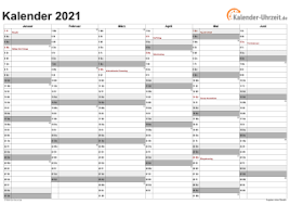 Das jahr 2021 hat 52 kalenderwochen und beginnt am freitag, den 1. Excel Kalender 2021 Kostenlos