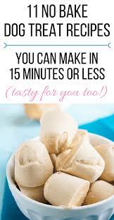 These No Bake Dog Treats Recipes Can Be Made In 15 Minutes Or Less Just Pop These Easy Homemade Dog Tr Dog Biscuit Recipes Dog Food Recipes No Bake Dog Treats