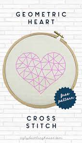 Aida 14, cream 167w x 164h stitches size(s): Ombre Geometric Heart Cross Stitch Free Pattern Ugly Duckling House