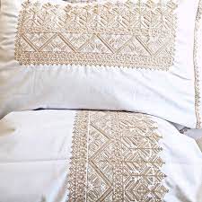 back in stock nos parures de draps et housses de couettes blanc brode beige sable sont de retour du coup bow pillows chic home decor embroidery on clothes