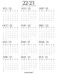 2022 2023 calendar free printables world of printables