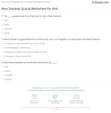 This week our quiz is based on nz food, a little bit of history and some pure trivia. New Zealand Quiz Worksheet For Kids Study Com