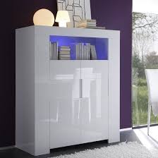 Rossini Wooden Highboard In White Gloss With 2 Doors And Led In 2020 White Sideboard Sideboard Designs Led Furniture
