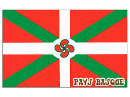Carte postale en bois illustrée du motif du drapeau basque, vert et rouge en croix. Tableau Illustration Drapeau Basque Tableau Decoration Murale
