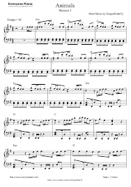 Free Animals Maroon 5 Piano Sheet Music Preview 1 Free Piano Sheet Music Piano Chords Maroon 5 Music Letters Sheet Music