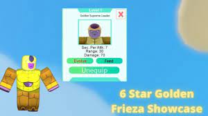 All star tower defense is, as the name suggests, a tower defense type game but instead of your regular turret and guns, they are anime based characters. 6 Star Golden Frieza Showcase On All Star Tower Defence Youtube