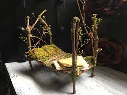 Faery Bedroom Set Miniature Fairy Bed Fairy Furniture Handmade And Ooak By Thefaeryforest 2020 Dekor
