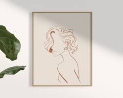 Line Drawing Woman Line Art Print Terracotta Print Etsy Art Prints Safari Animal Wall Art Line Art