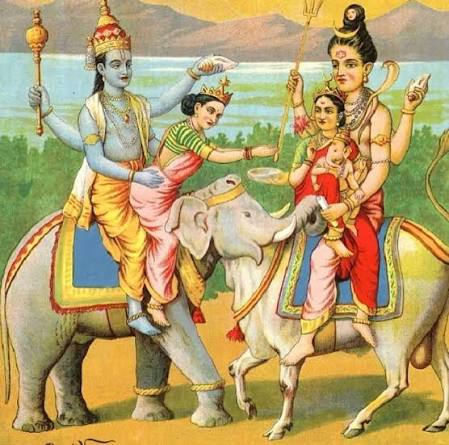 Notice the delineation of the face of the bull and the elephant are merged in such a way that it can be viewed as the face of the bull as also the